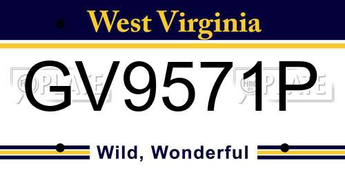 GV9571P West Virginia License Plate