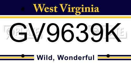 GV9639K West Virginia License Plate