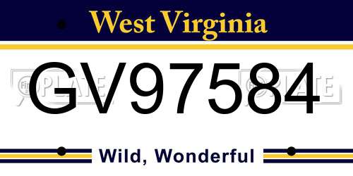 GV97584 West Virginia License Plate