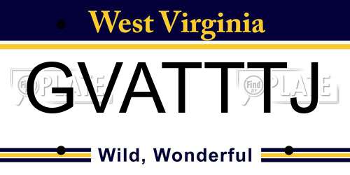GVATTTJ West Virginia License Plate
