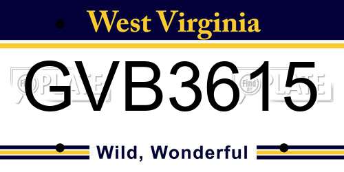 GVB3615 West Virginia License Plate
