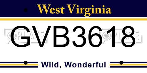 GVB3618 West Virginia License Plate