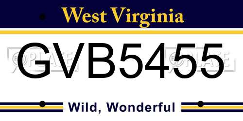 GVB5455 West Virginia License Plate