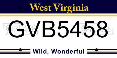GVB5458 West Virginia License Plate