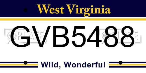 GVB5488 West Virginia License Plate