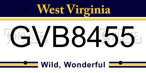 GVB8455 West Virginia License Plate