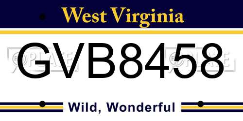 GVB8458 West Virginia License Plate