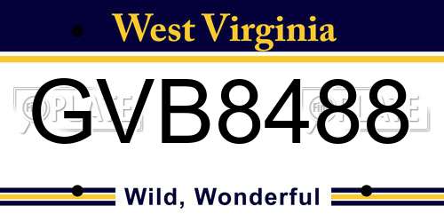 GVB8488 West Virginia License Plate