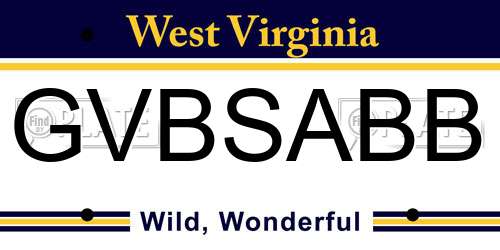 GVBSABB West Virginia License Plate