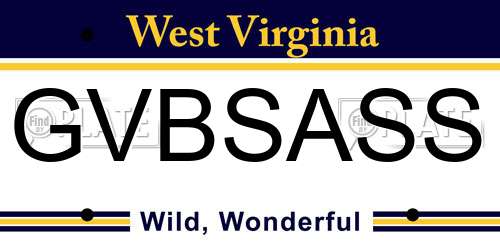 GVBSASS West Virginia License Plate