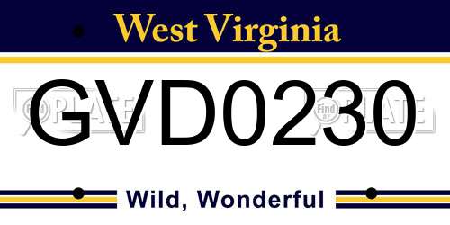 GVD0230 West Virginia License Plate