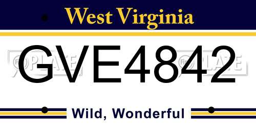 GVE4842 West Virginia License Plate