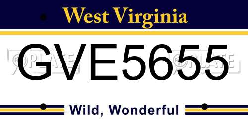 GVE5655 West Virginia License Plate