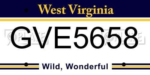 GVE5658 West Virginia License Plate