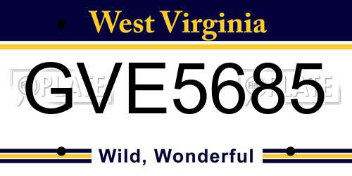 GVE5685 West Virginia License Plate