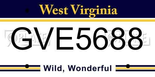 GVE5688 West Virginia License Plate