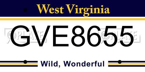 GVE8655 West Virginia License Plate