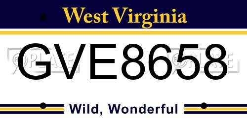 GVE8658 West Virginia License Plate