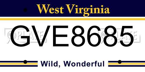 GVE8685 West Virginia License Plate