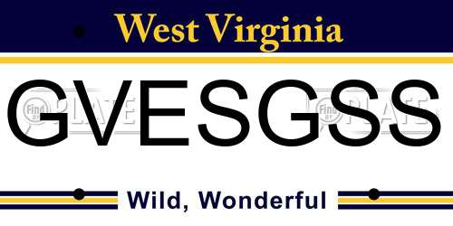 GVESGSS West Virginia License Plate