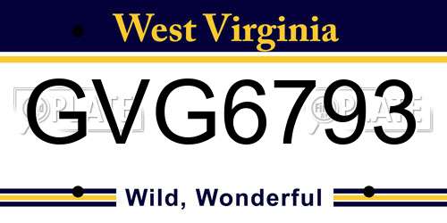 GVG6793 West Virginia License Plate