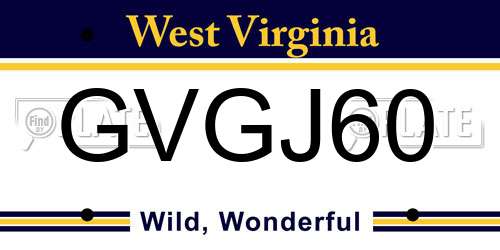 GVGJ60 West Virginia License Plate