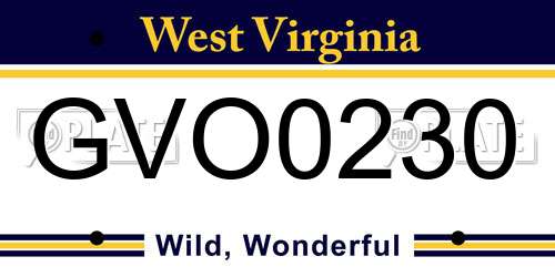 GVO0230 West Virginia License Plate