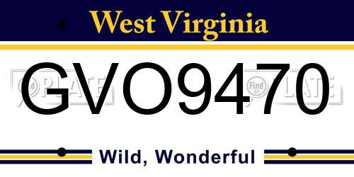 GVO9470 West Virginia License Plate