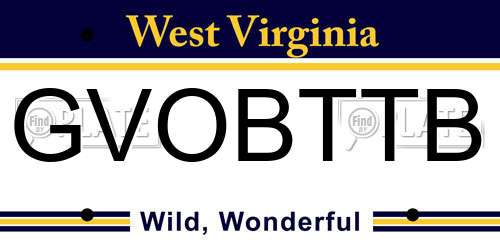 GVOBTTB West Virginia License Plate