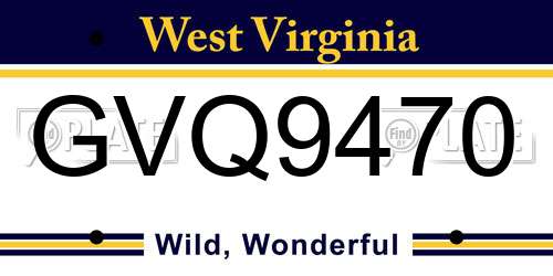 GVQ9470 West Virginia License Plate