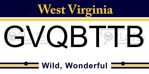 GVQBTTB West Virginia License Plate