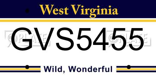GVS5455 West Virginia License Plate