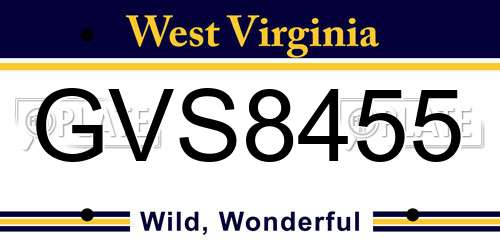 GVS8455 West Virginia License Plate