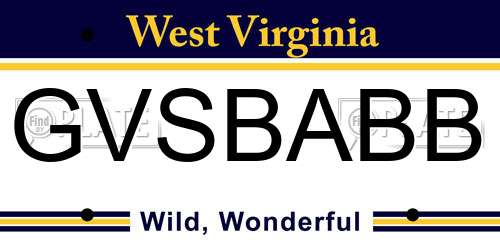 GVSBABB West Virginia License Plate