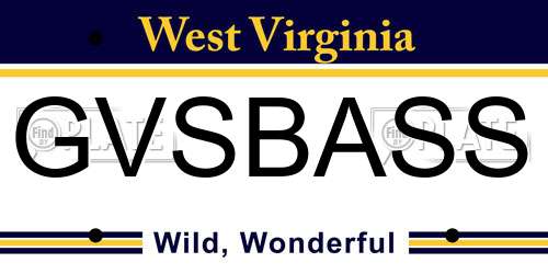 GVSBASS West Virginia License Plate