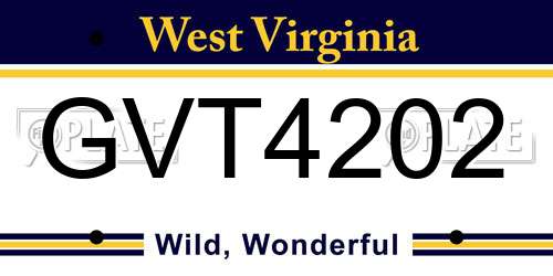 GVT4202 West Virginia License Plate