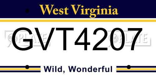 GVT4207 West Virginia License Plate