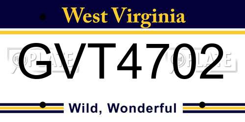 GVT4702 West Virginia License Plate