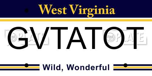 GVTATOT West Virginia License Plate
