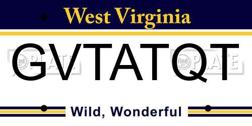 GVTATQT West Virginia License Plate