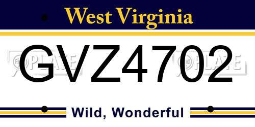GVZ4702 West Virginia License Plate