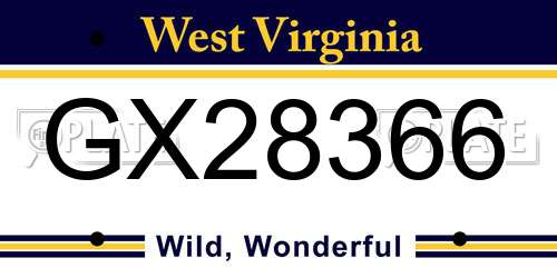 GX28366 West Virginia License Plate