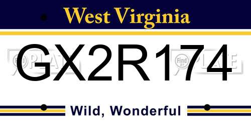 GX2R174 West Virginia License Plate