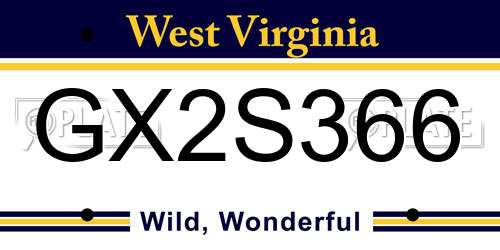 GX2S366 West Virginia License Plate