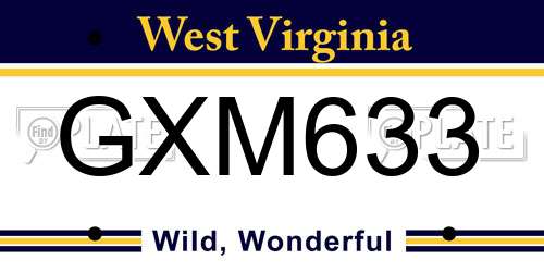 GXM633 West Virginia License Plate