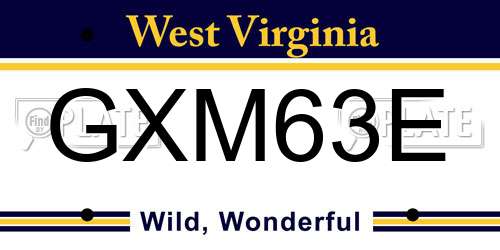 GXM63E West Virginia License Plate
