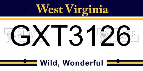 GXT3126 West Virginia License Plate