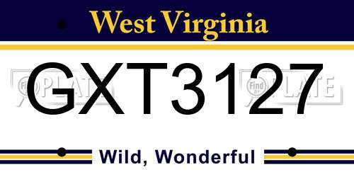 GXT3127 West Virginia License Plate