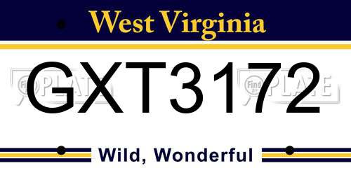 GXT3172 West Virginia License Plate