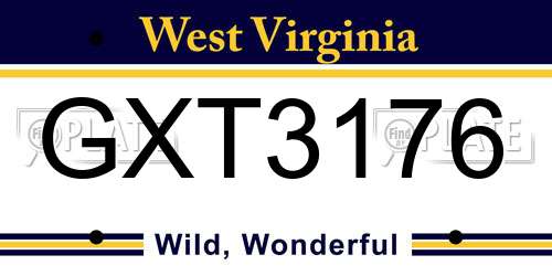 GXT3176 West Virginia License Plate